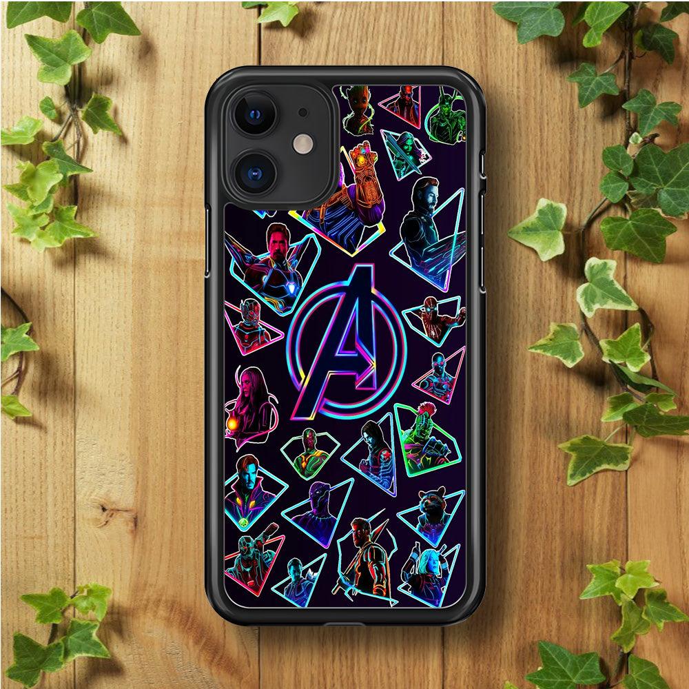 Avengers Characters Purple iPhone 11 Case-Rubber / Black (2D Case)-Xtracase