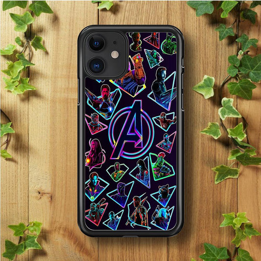 Avengers Characters Purple iPhone 11 Case-Rubber / Black (2D Case)-Xtracase