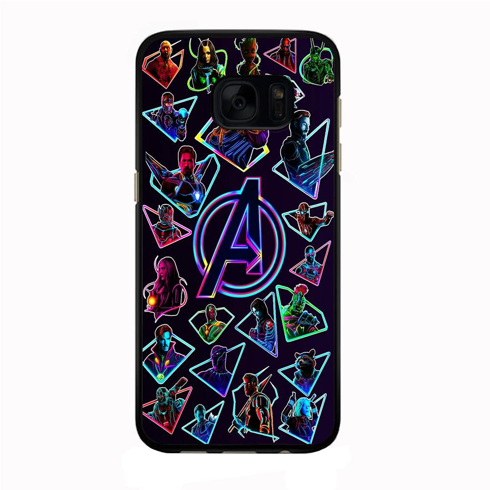 Avengers Characters Purple Samsung Galaxy S7 Edge Case-Rubber / Black (2D Case)-Xtracase