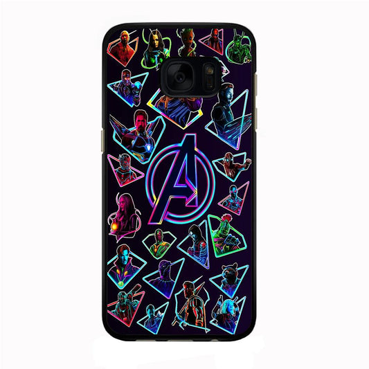 Avengers Characters Purple Samsung Galaxy S7 Edge Case-Rubber / Black (2D Case)-Xtracase