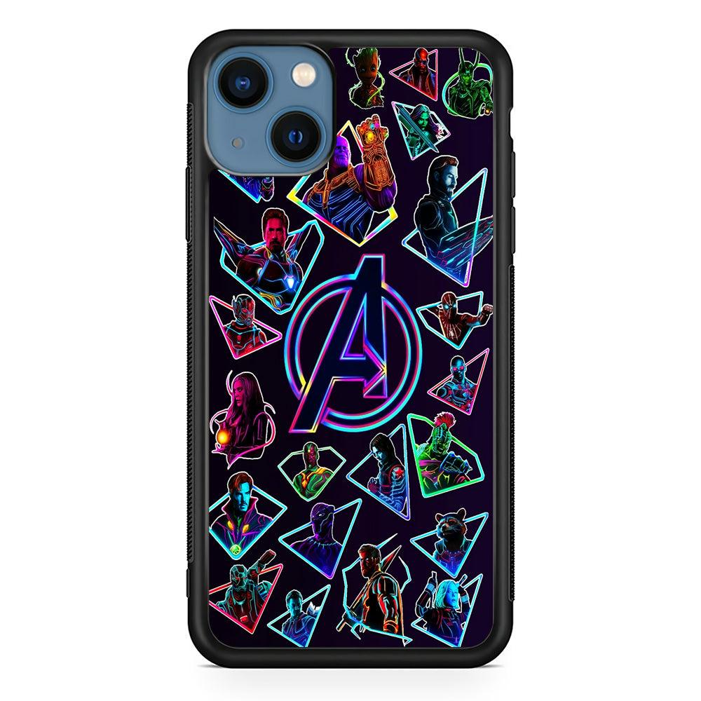 Avengers Characters Purple iPhone 13 Mini Case-Rubber / Black (2D Case)-Xtracase