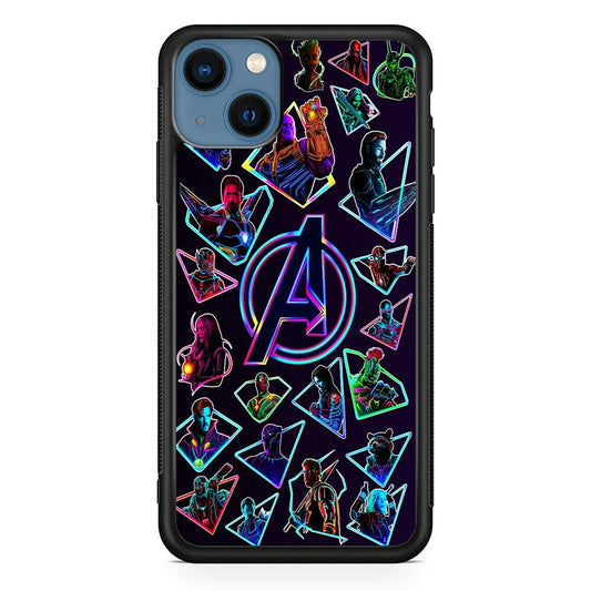 Avengers Characters Purple iPhone 13 Mini Case-Rubber / Black (2D Case)-Xtracase