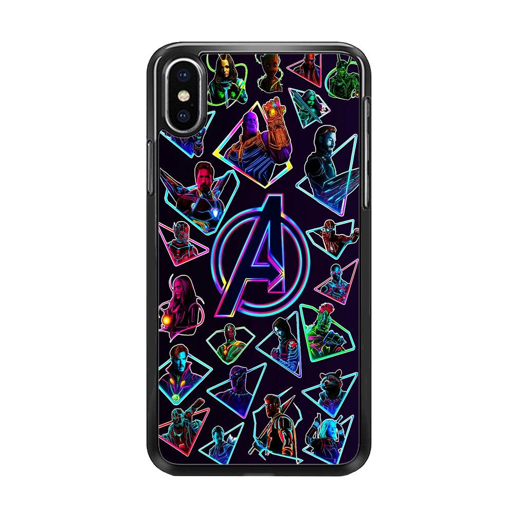 Avengers Characters Purple iPhone Xs Max Case-Rubber / Black (2D Case)-Xtracase
