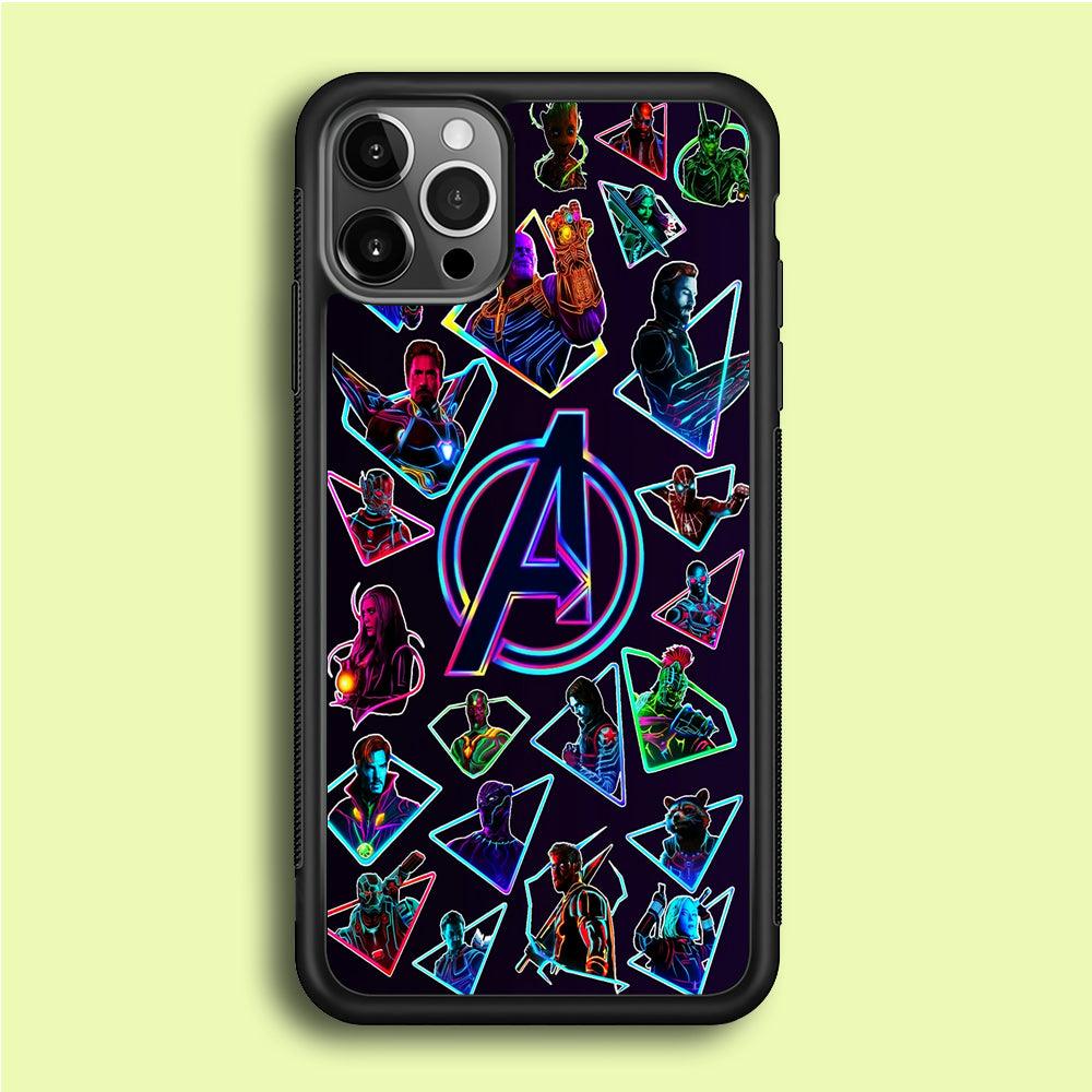 Avengers Characters Purple iPhone 12 Pro Case-Rubber / Black (2D Case)-Xtracase