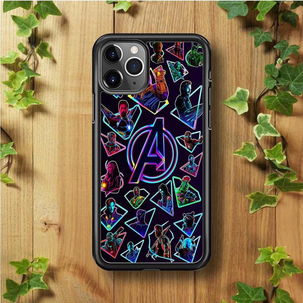 Avengers Characters Purple iPhone 11 Pro Case-Rubber / Black (2D Case)-Xtracase
