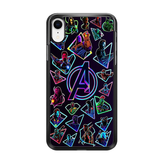 Avengers Characters Purple iPhone XR Case-Rubber / Black (2D Case)-Xtracase