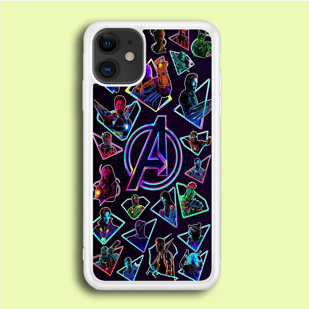 Avengers Characters Purple iPhone 12 Mini Case-Rubber / White (2D Case)-Xtracase