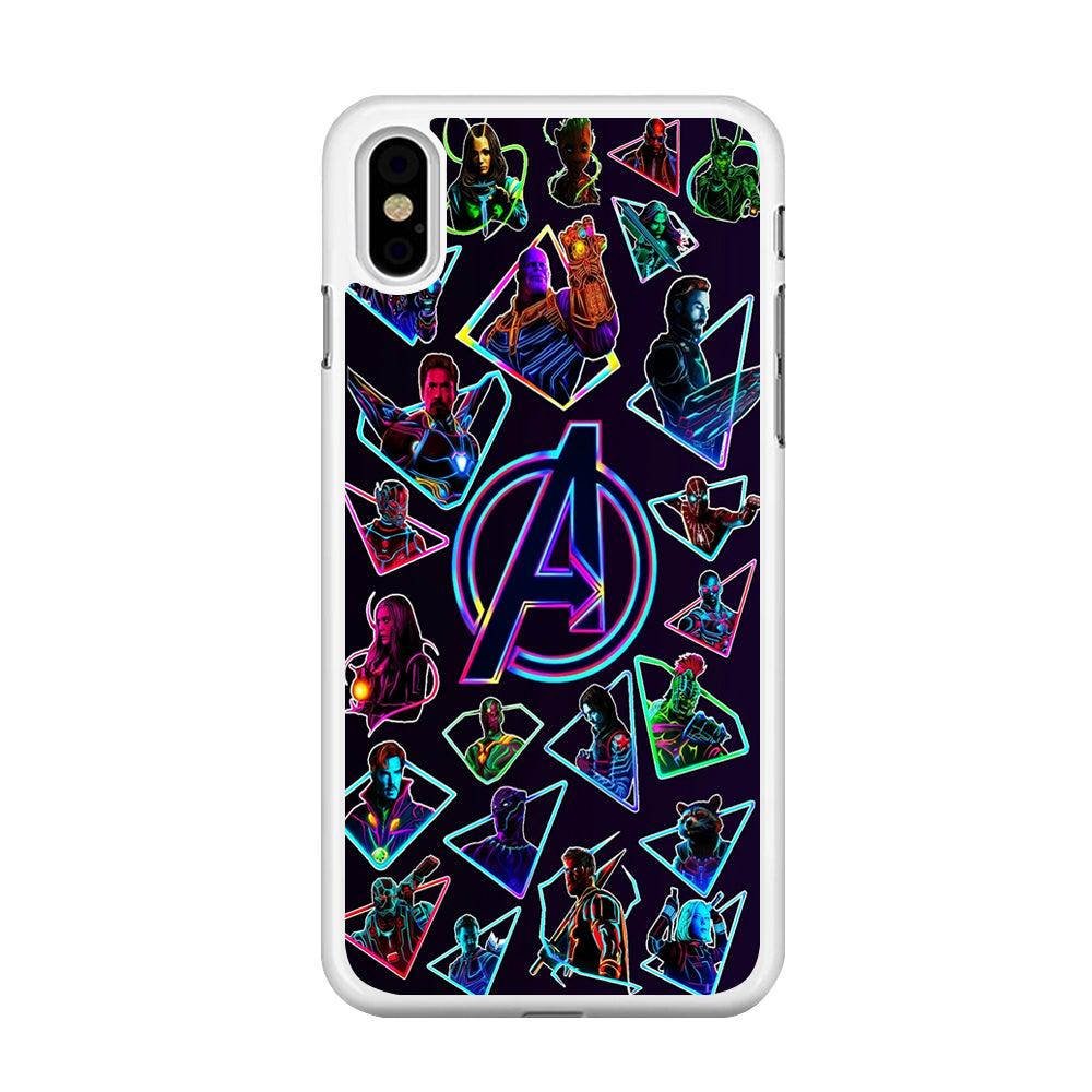 Avengers Characters Purple iPhone Xs Max Case-Rubber / White (2D Case)-Xtracase