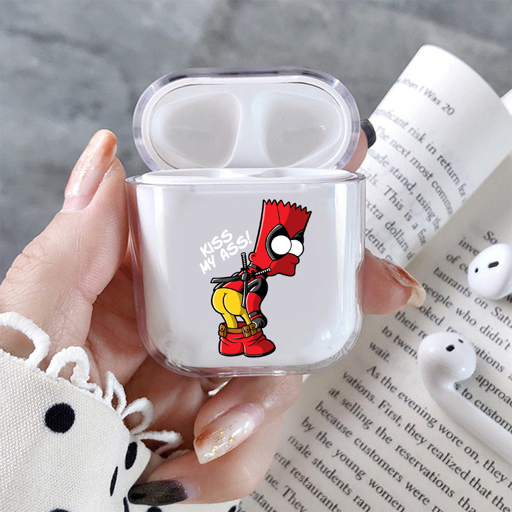 Bart Deadpool Costume Hard Plastic Protective Clear Case Cover For Apple Airpods
