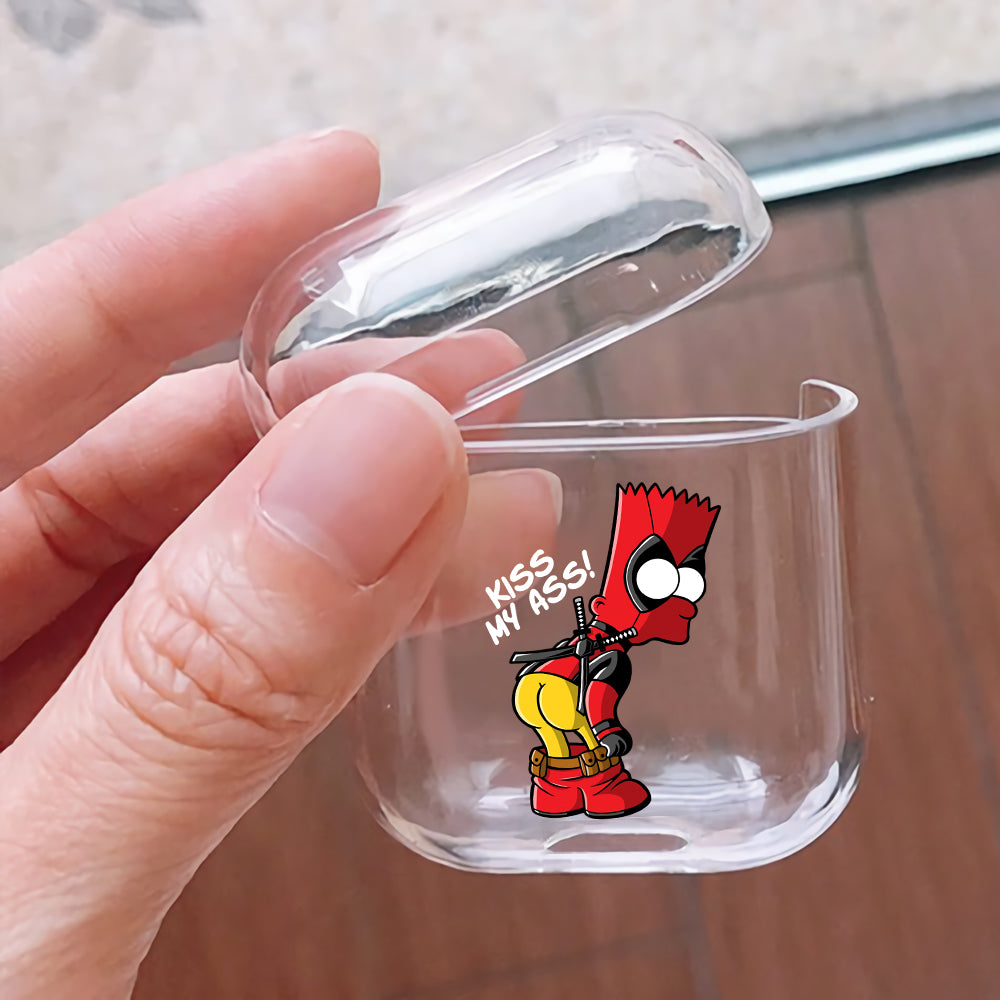 Bart Deadpool Costume Hard Plastic Protective Clear Case Cover For Apple Airpods