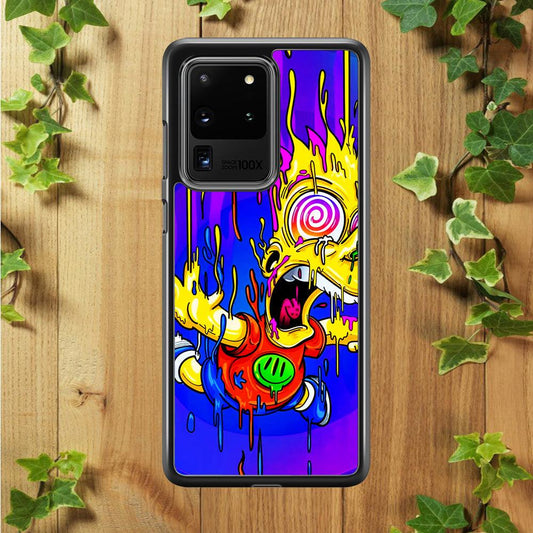 Bart Simpson Abstract Samsung Galaxy S20 Ultra Case-Rubber / White (2D Case)-Xtracase