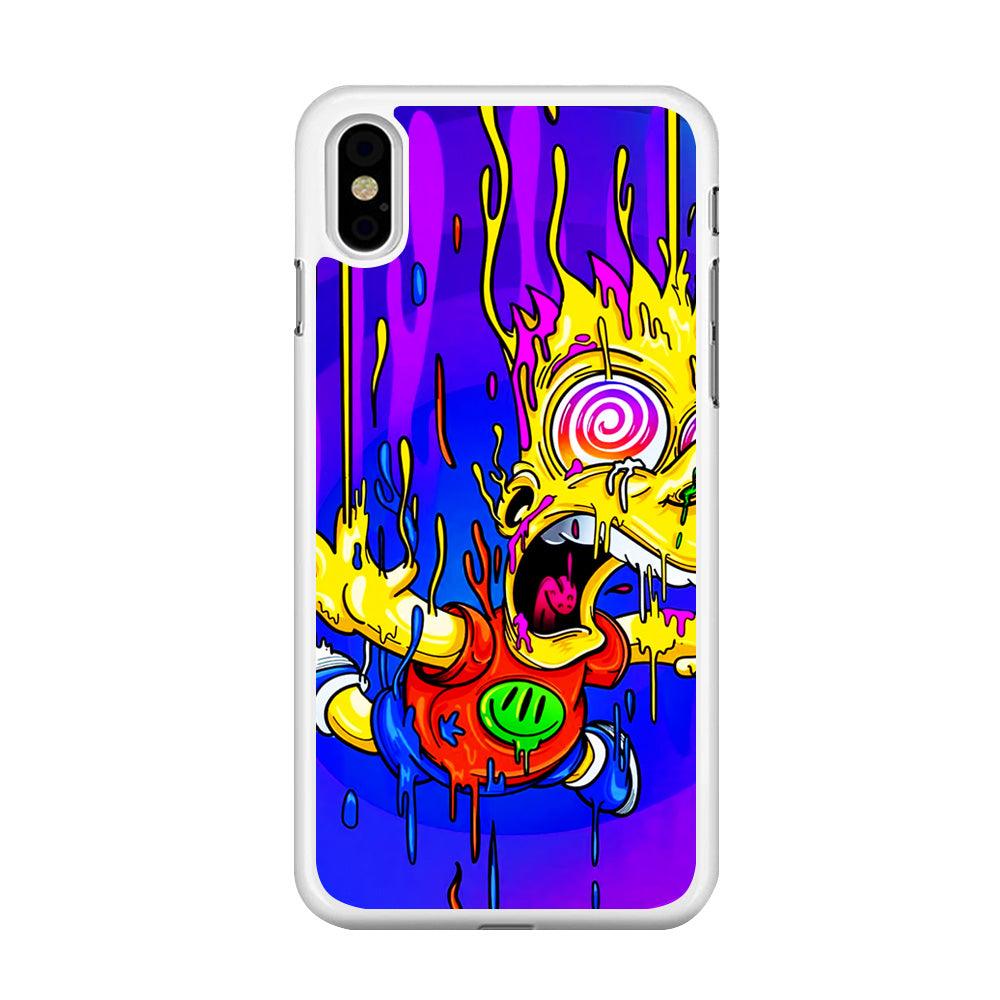 Bart Simpson Abstract iPhone Xs Case-Rubber / White (2D Case)-Xtracase