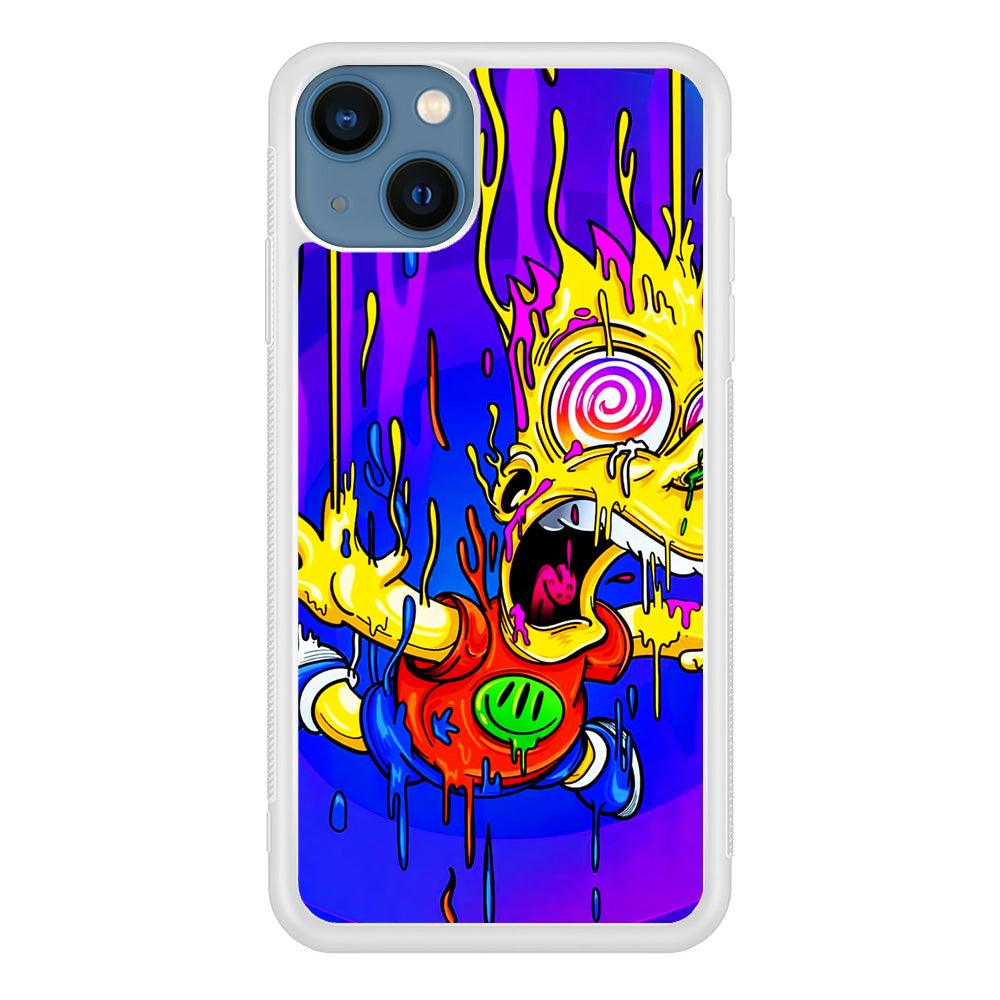 Bart Simpson Abstract iPhone 13 Mini Case-Rubber / White (2D Case)-Xtracase