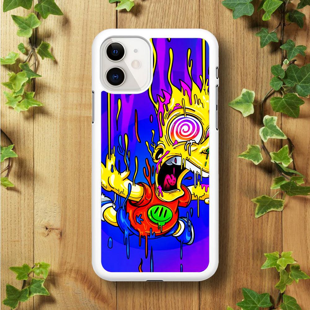 Bart Simpson Abstract iPhone 11 Case-Rubber / White (2D Case)-Xtracase