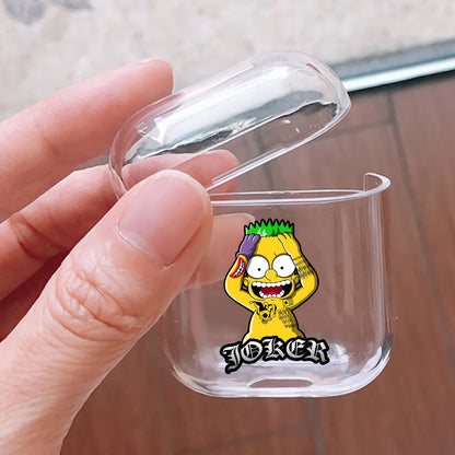 Bart Simpson Joker Hard Plastic Protective Clear Case Cover For Apple Airpods