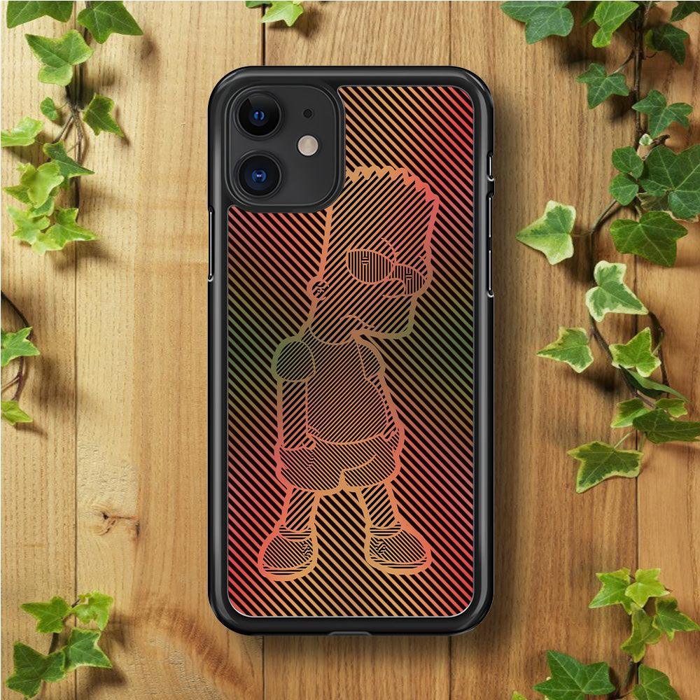 Bart Simpson Striped Colorful iPhone 11 Case-Rubber / Black (2D Case)-Xtracase