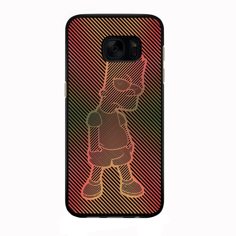 Bart Simpson Striped Colorful Samsung Galaxy S7 Edge Case-Rubber / Black (2D Case)-Xtracase