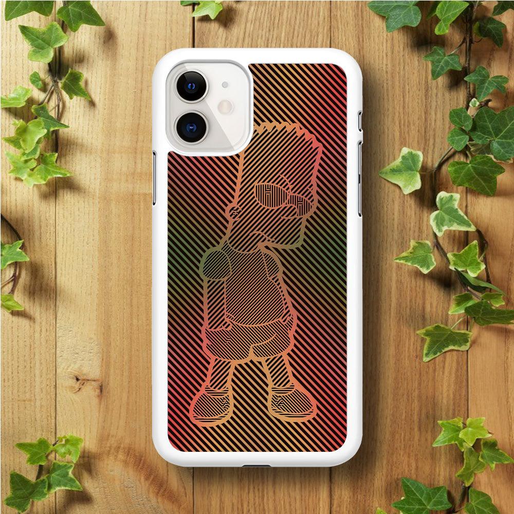 Bart Simpson Striped Colorful iPhone 11 Case-Rubber / White (2D Case)-Xtracase