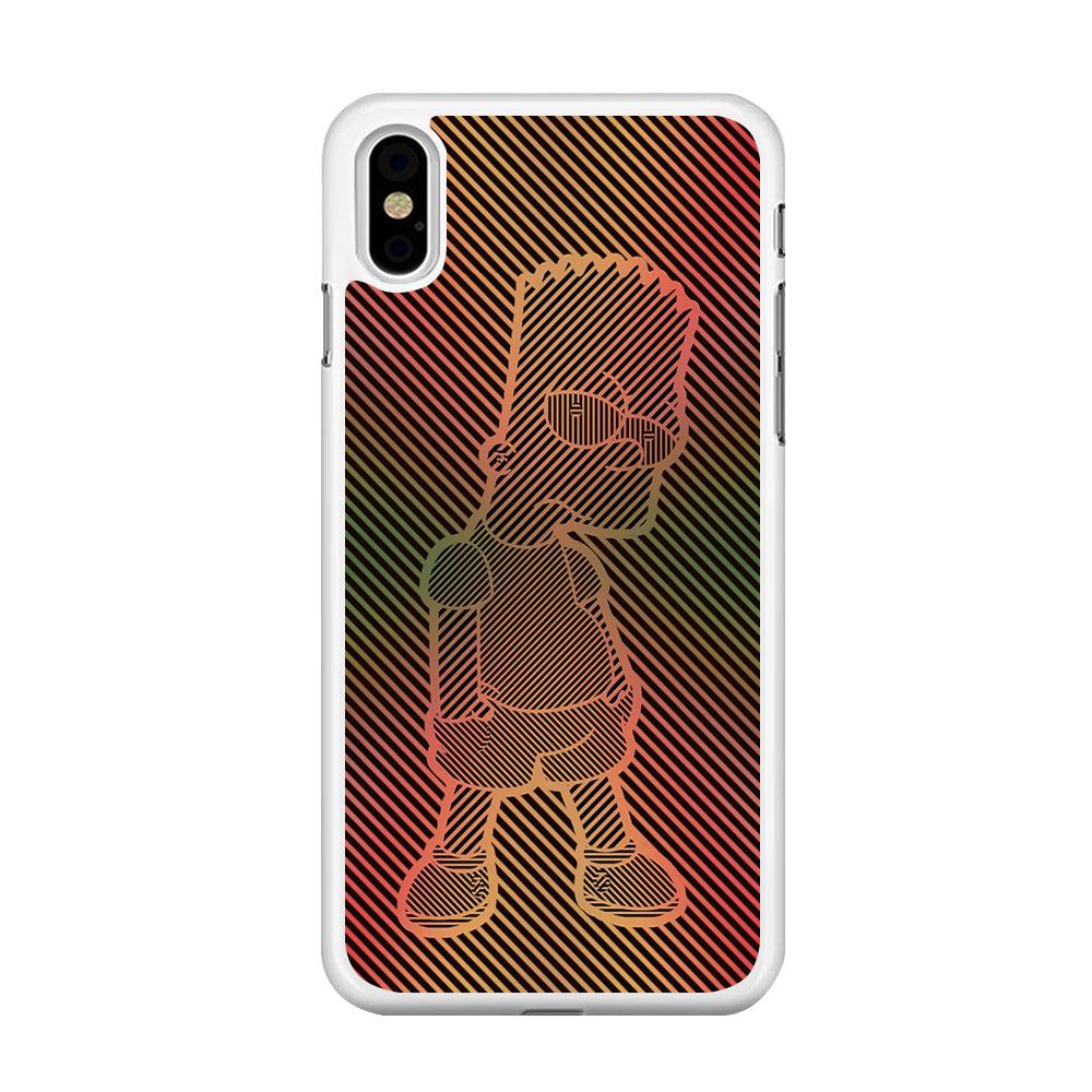 Bart Simpson Striped Colorful iPhone Xs Max Case-Rubber / White (2D Case)-Xtracase
