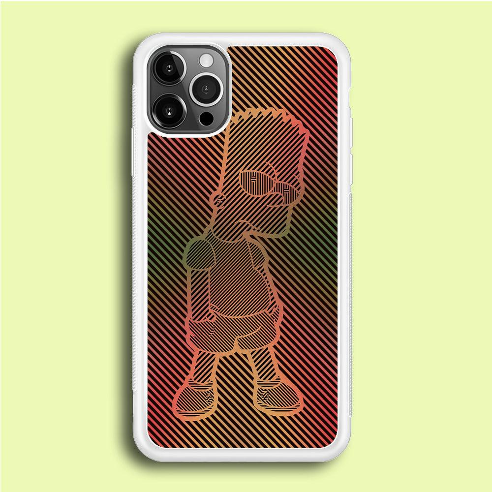 Bart Simpson Striped Colorful iPhone 12 Pro Case-Rubber / White (2D Case)-Xtracase