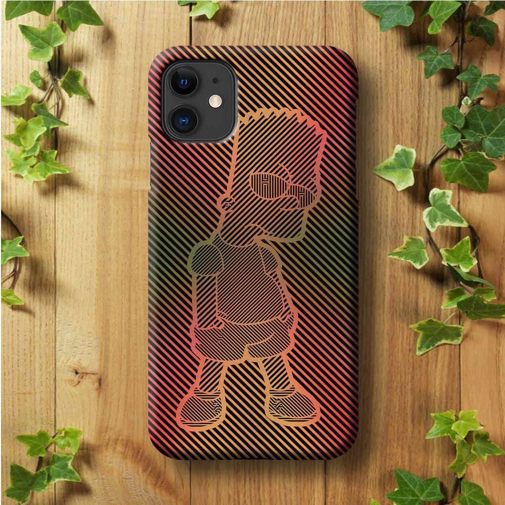 Bart Simpson Striped Colorful iPhone 11 Case-Plastic / Full Wrap (3D Case)-Xtracase