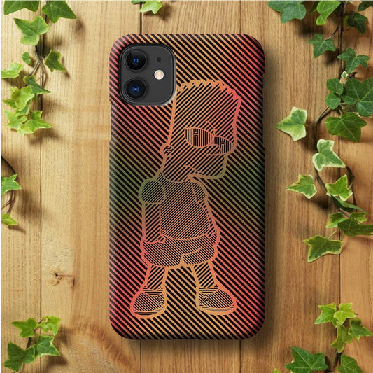 Bart Simpson Striped Colorful iPhone 11 Case-Plastic / Full Wrap (3D Case)-Xtracase