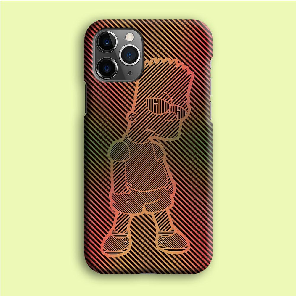 Bart Simpson Striped Colorful iPhone 12 Pro Case-Plastic / Full Wrap (3D Case)-Xtracase