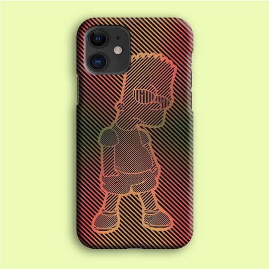 Bart Simpson Striped Colorful iPhone 12 Mini Case-Plastic / Full Wrap (3D Case)-Xtracase