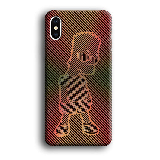 Bart Simpson Striped Colorful iPhone Xs Case-Plastic / Full Wrap (3D Case)-Xtracase
