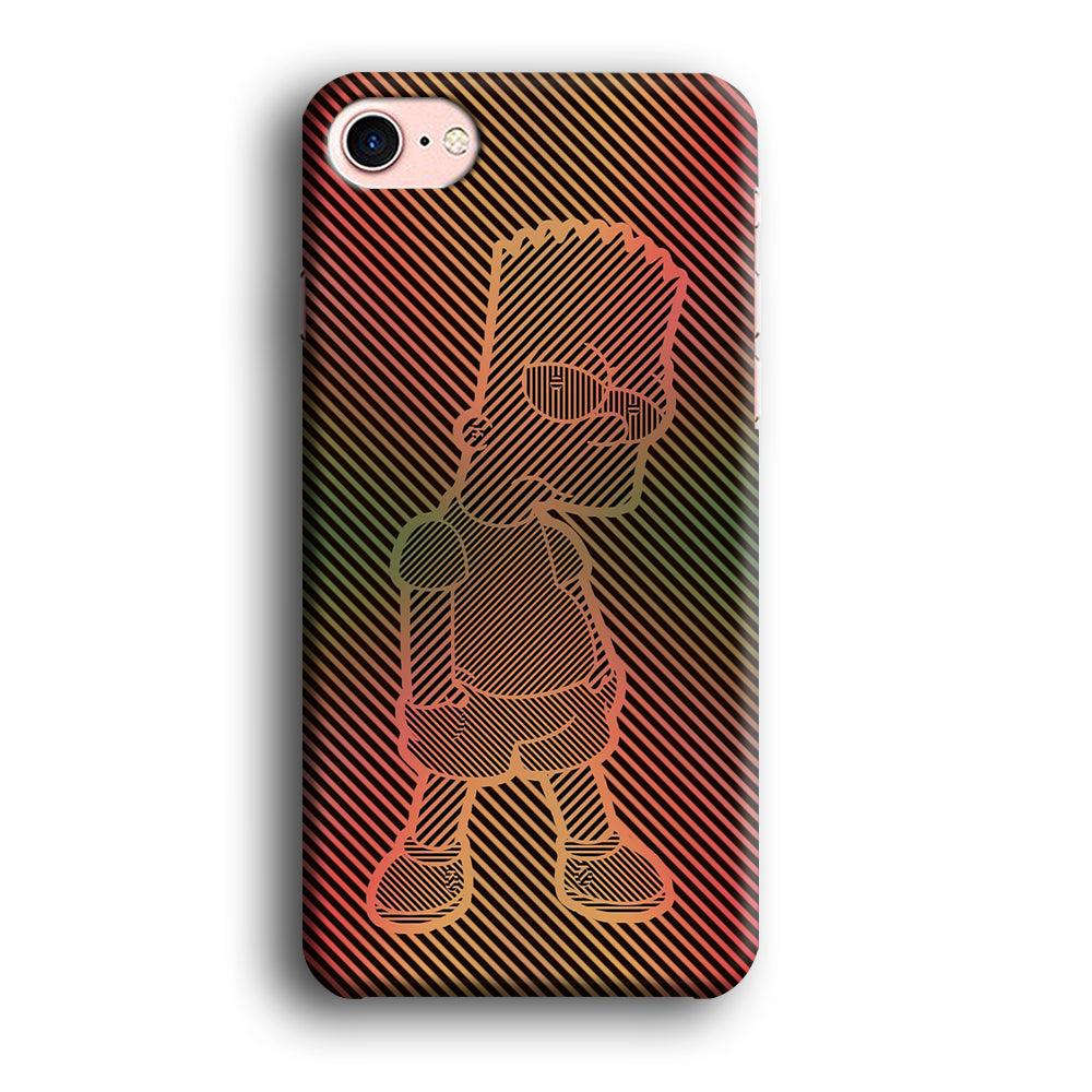 Bart Simpson Striped Colorful iPhone 8 Case-Plastic / Full Wrap (3D Case)-Xtracase