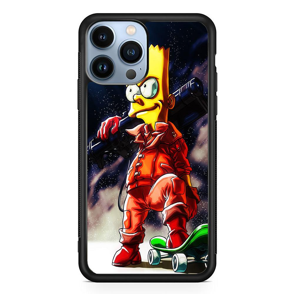 Bart Simpson Troops iPhone 13 Pro Max Case-Rubber / Black (2D Case)-Xtracase
