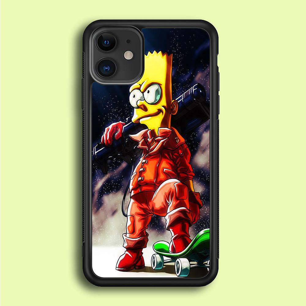 Bart Simpson Troops iPhone 12 Mini Case-Rubber / Black (2D Case)-Xtracase