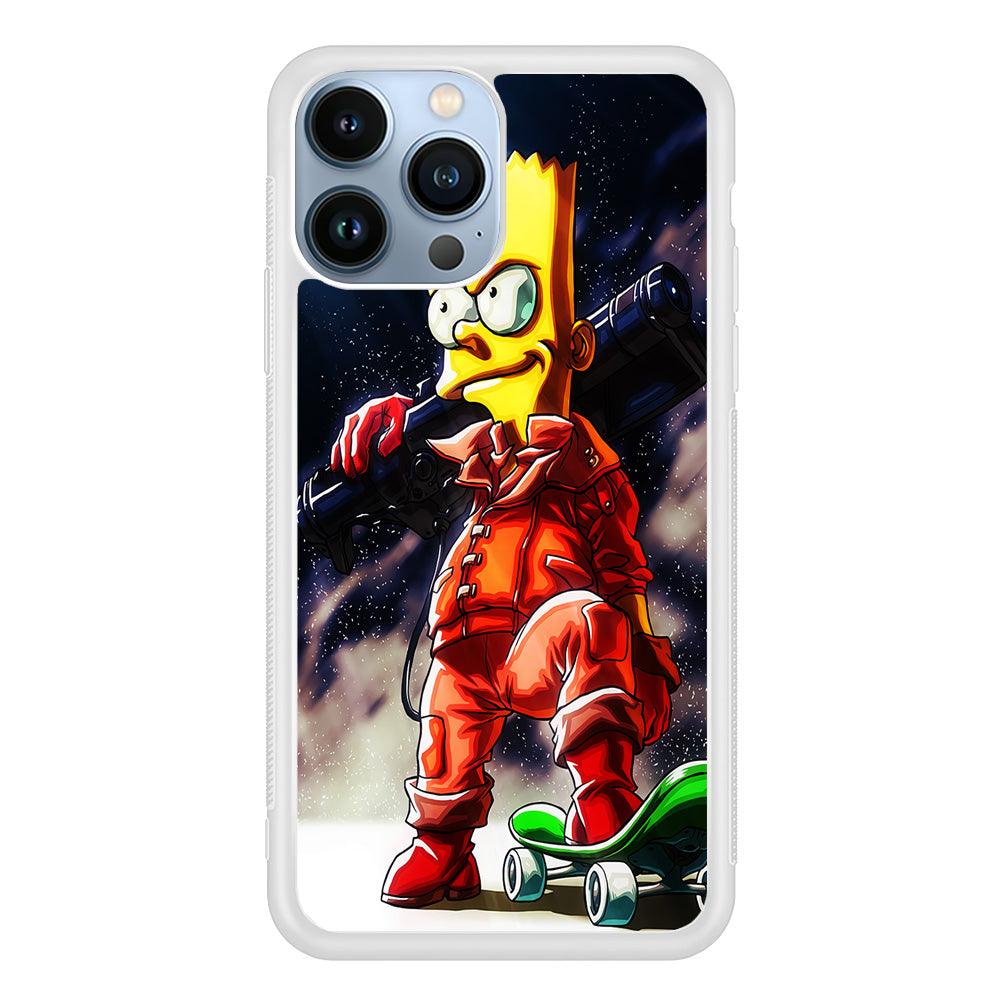 Bart Simpson Troops iPhone 13 Pro Max Case-Rubber / White (2D Case)-Xtracase