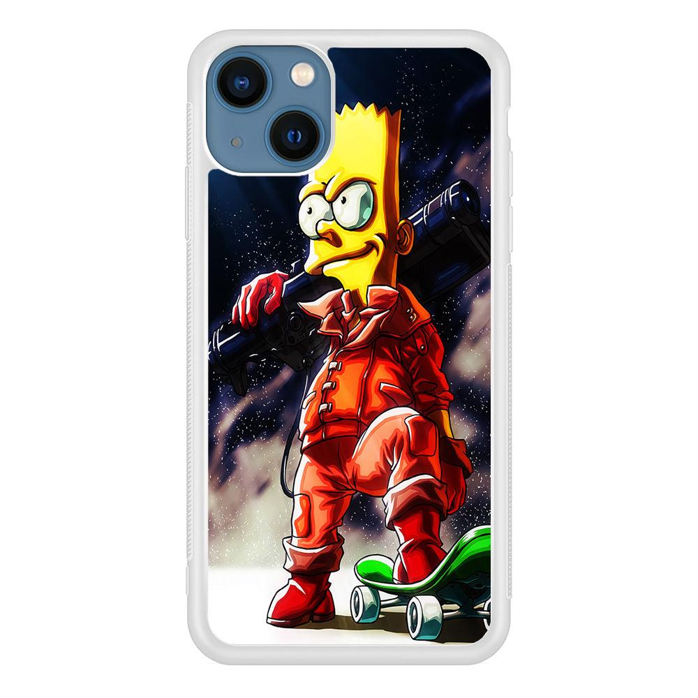 Bart Simpson Troops iPhone 13 Mini Case-Rubber / White (2D Case)-Xtracase