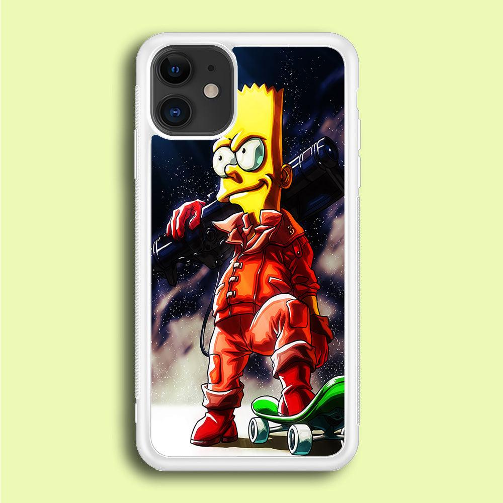 Bart Simpson Troops iPhone 12 Mini Case-Rubber / White (2D Case)-Xtracase