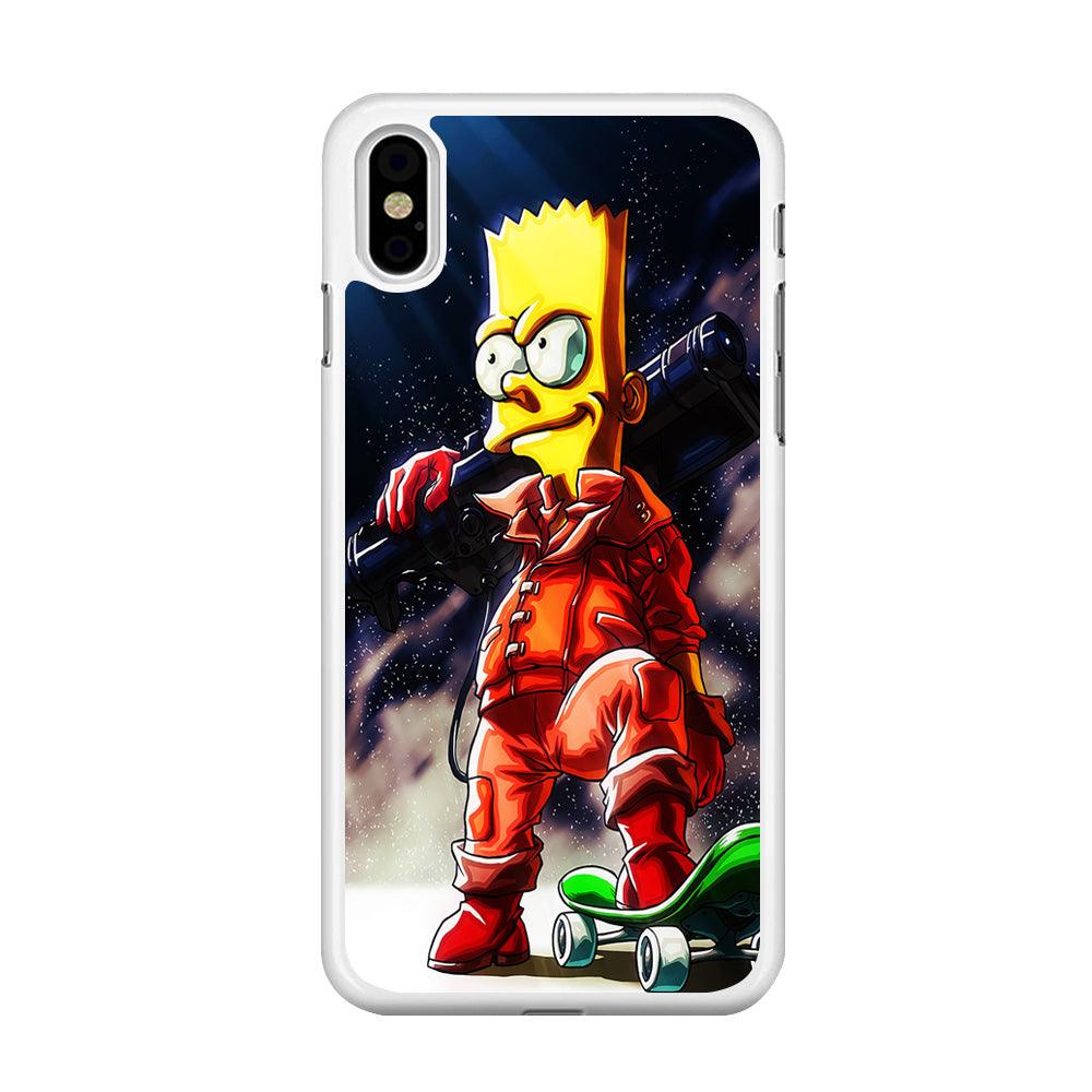 Bart Simpson Troops iPhone Xs Case-Rubber / White (2D Case)-Xtracase