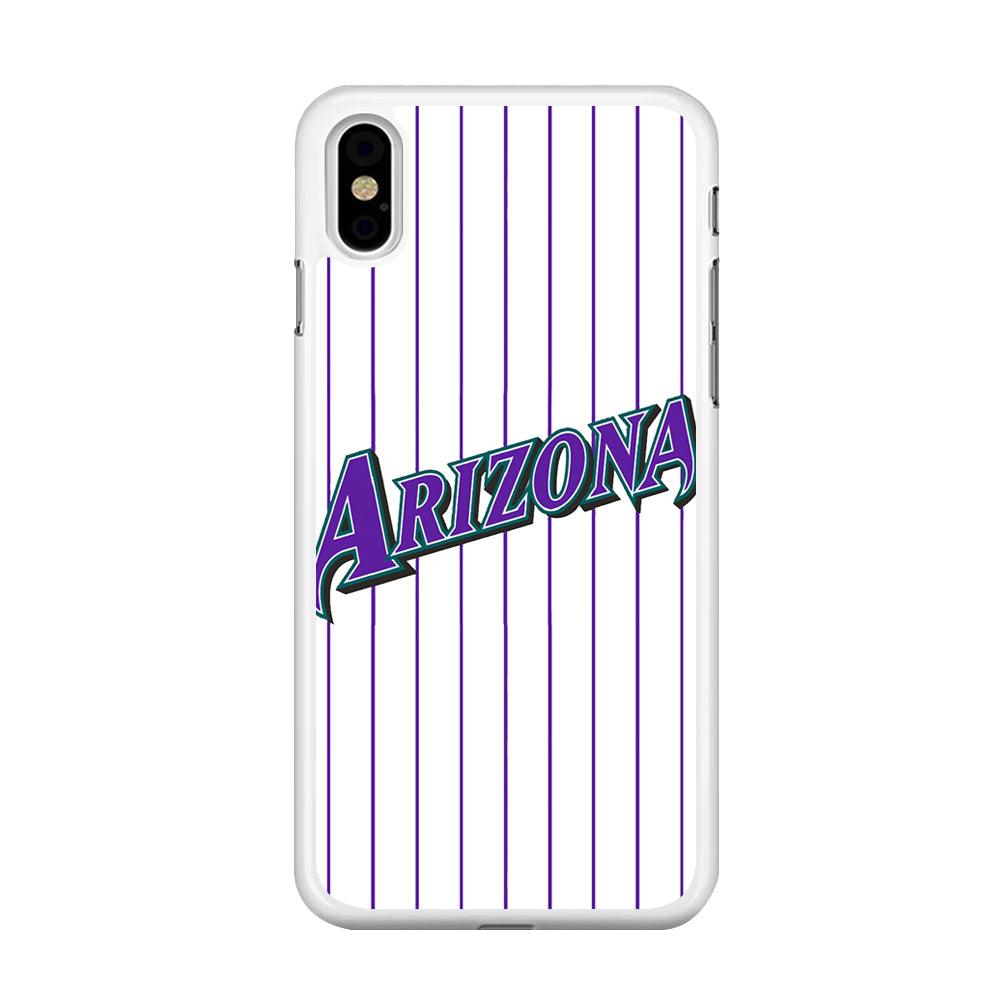 Baseball Arizona Diamondbacks MLB 001 iPhone Xs Case-Rubber / White (2D Case)-Xtracase