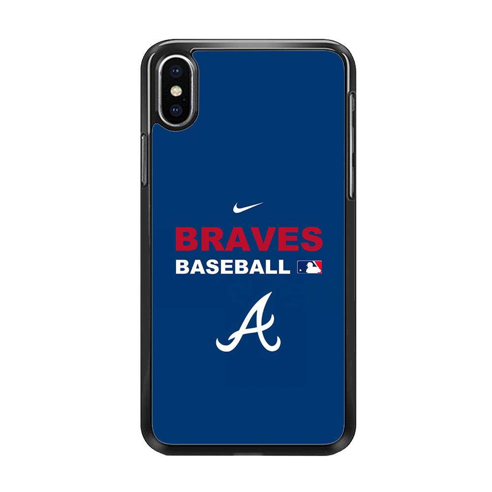 Baseball Atlanta Braves MLB 001 iPhone Xs Max Case-Rubber / Black (2D Case)-Xtracase