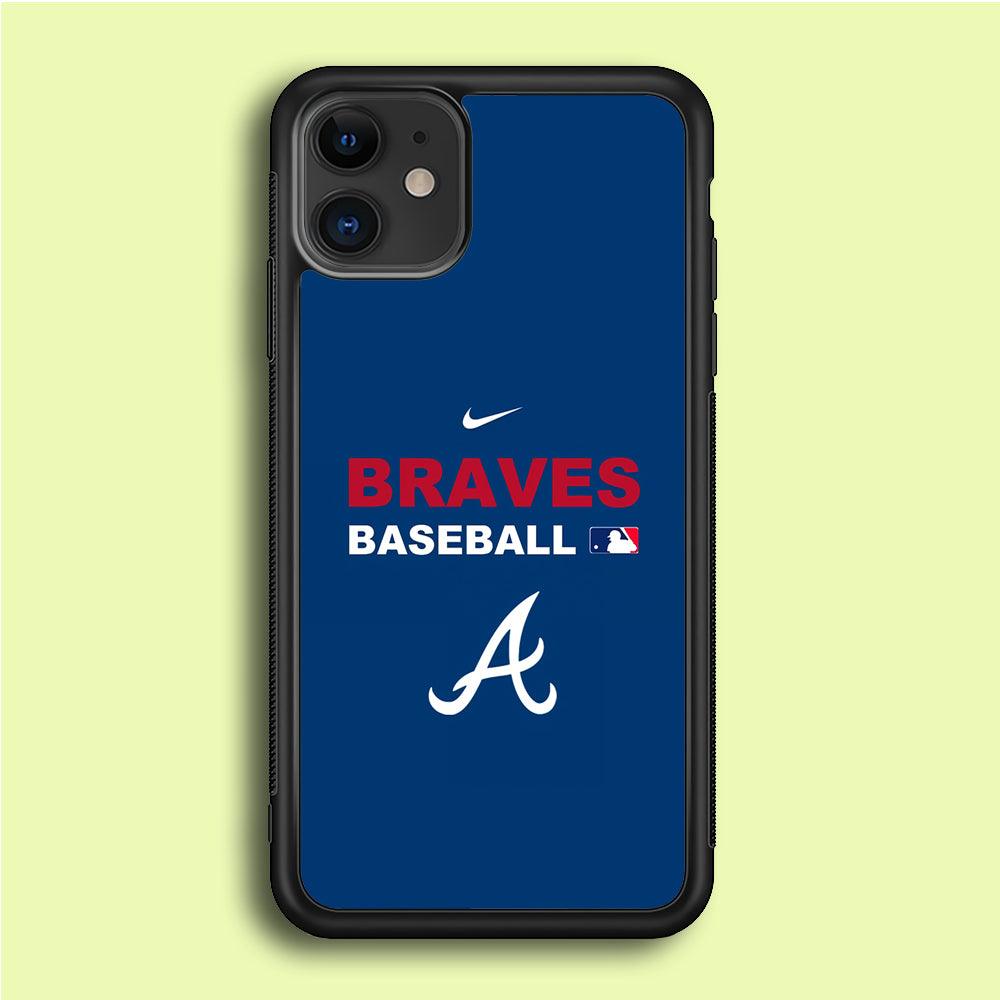Baseball Atlanta Braves MLB 001 iPhone 12 Case-Rubber / Black (2D Case)-Xtracase