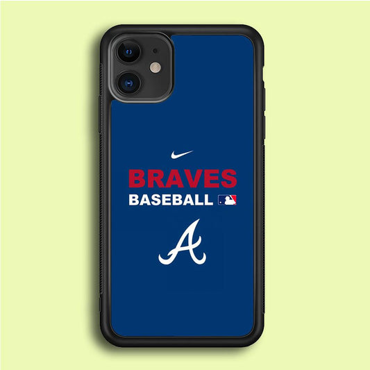 Baseball Atlanta Braves MLB 001 iPhone 12 Case-Rubber / Black (2D Case)-Xtracase