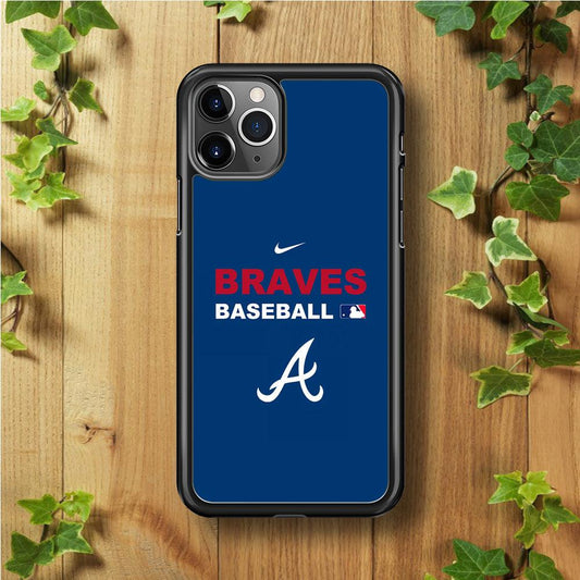 Baseball Atlanta Braves MLB 001 iPhone 11 Pro Max Case-Rubber / Black (2D Case)-Xtracase