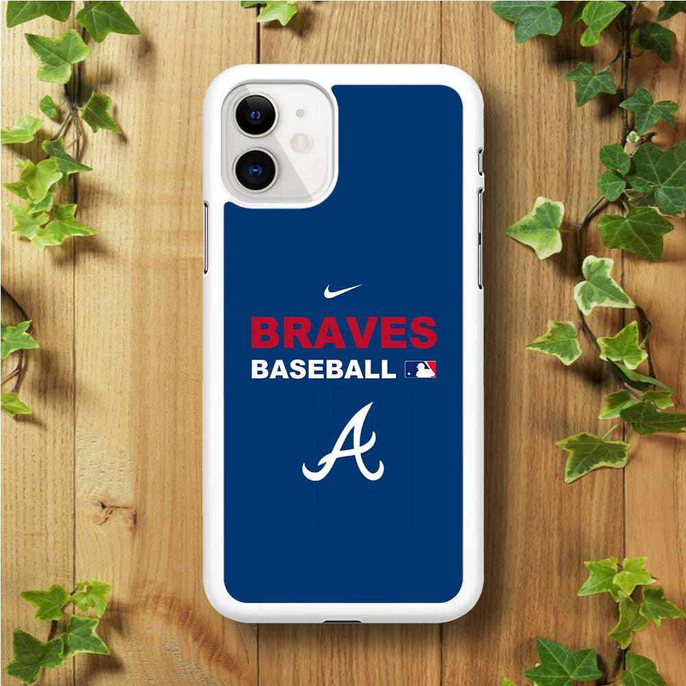 Baseball Atlanta Braves MLB 001 iPhone 11 Case-Rubber / White (2D Case)-Xtracase
