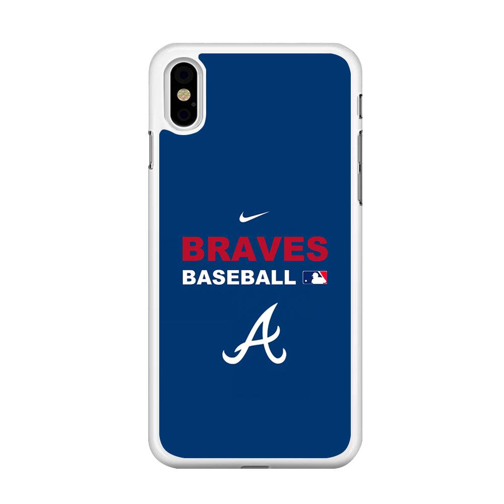 Baseball Atlanta Braves MLB 001 iPhone Xs Case-Rubber / White (2D Case)-Xtracase