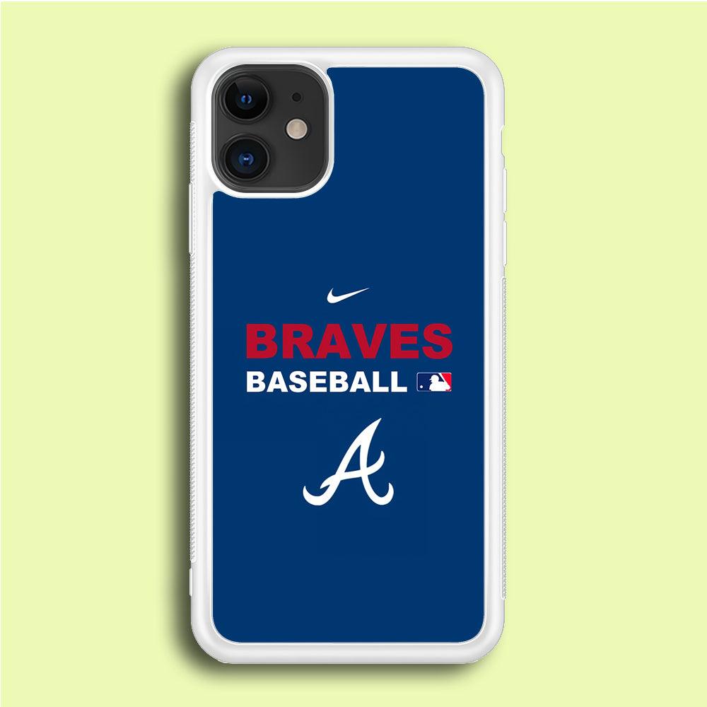 Baseball Atlanta Braves MLB 001 iPhone 12 Case-Rubber / White (2D Case)-Xtracase