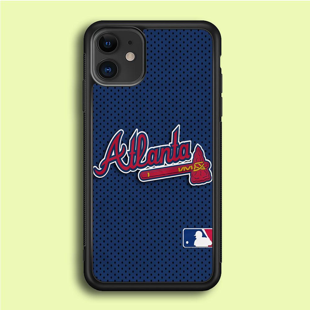 Baseball Atlanta Braves MLB 002 iPhone 12 Case-Rubber / Black (2D Case)-Xtracase