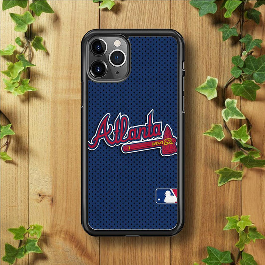 Baseball Atlanta Braves MLB 002 iPhone 11 Pro Max Case-Rubber / Black (2D Case)-Xtracase