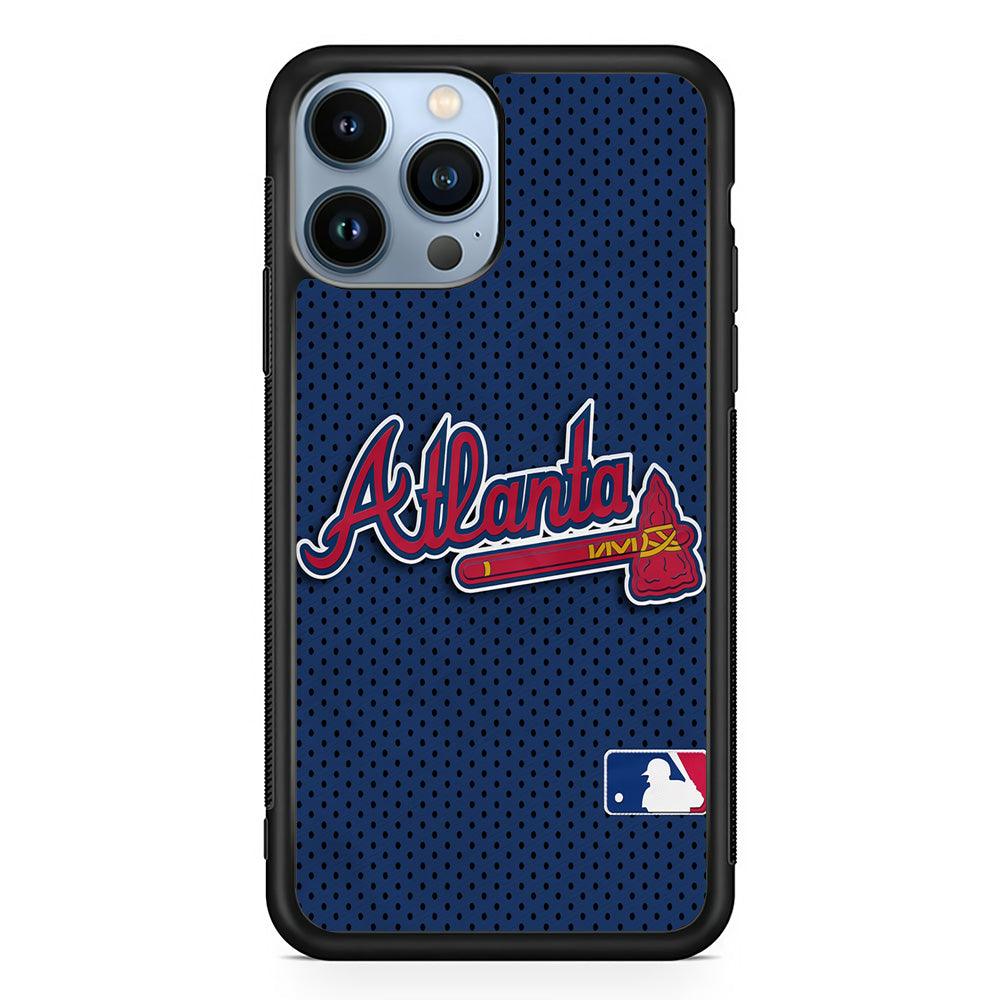 Baseball Atlanta Braves MLB 002 iPhone 13 Pro Max Case-Rubber / Black (2D Case)-Xtracase