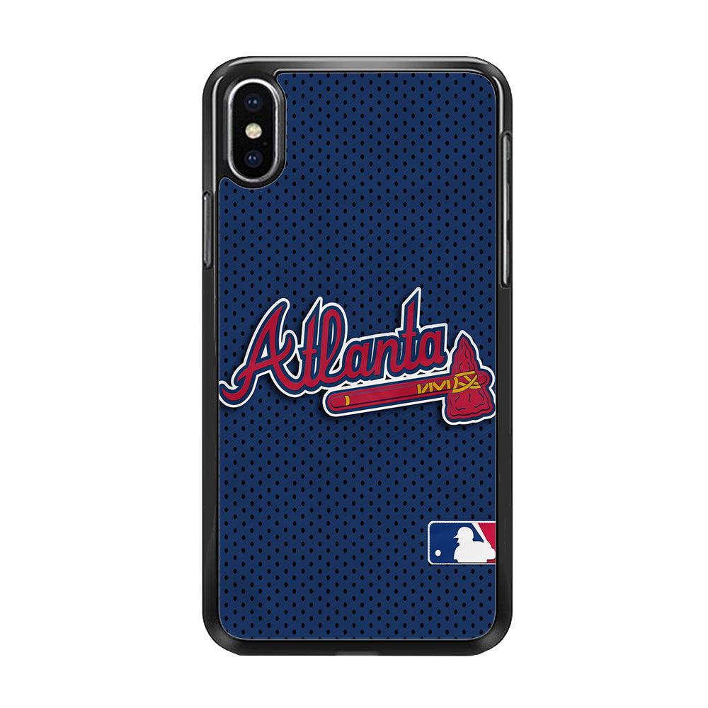 Baseball Atlanta Braves MLB 002 iPhone Xs Max Case-Rubber / Black (2D Case)-Xtracase