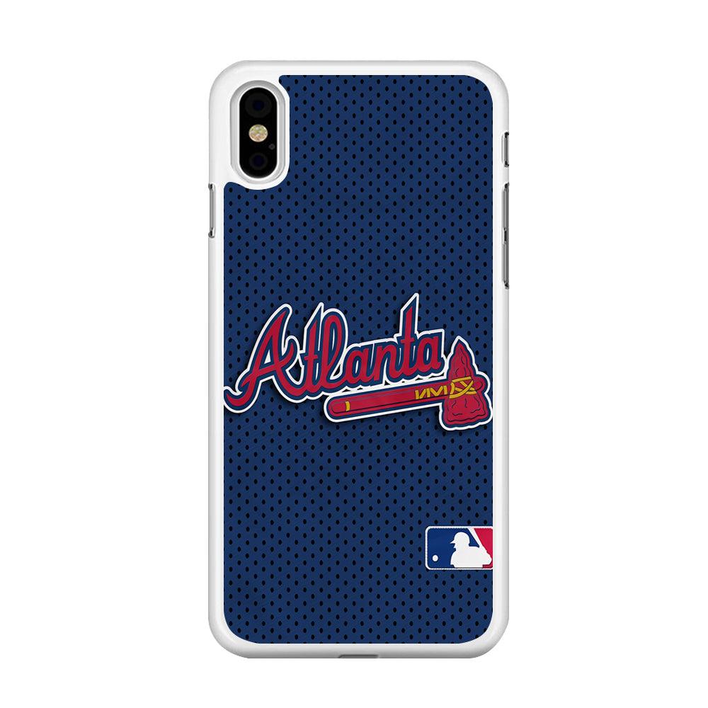 Baseball Atlanta Braves MLB 002 iPhone Xs Max Case-Rubber / White (2D Case)-Xtracase