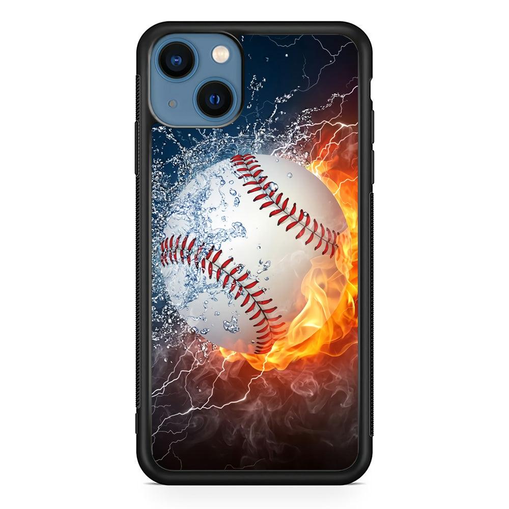 Baseball Ball Cool Art iPhone 13 Mini Case-Rubber / Black (2D Case)-Xtracase